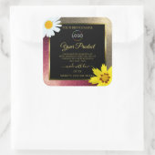 フローラバーグンド金ゴールドブラック製品ラベルとロゴ スクエアシール (バッグ)