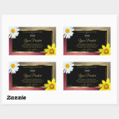 フローラバーグンド金ゴールドブラック製品ラベルとロゴ 長方形シール (シート)