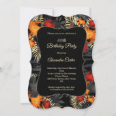 フローラバースデーパーティードレッドオレンジブラックハイビスカス 招待状 (正面)