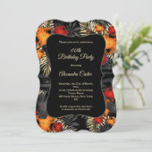 フローラバースデーパーティードレッドオレンジブラックハイビスカス 招待状 (スタンド正面)
