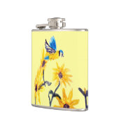 フローラバードアートイエローサンフラワー フラスク (左)