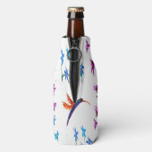フローラバードアートハミングバードパーソナライズされた花 ボトルクーラー (ボトル裏面)