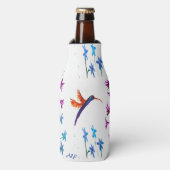 フローラバードアートハミングバードパーソナライズされた花 ボトルクーラー (ボトル正面)