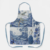 フローラバードイングリッシュガーデンブルーとホワイトトイレA エプロン (正面)