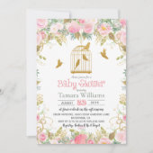 フローラバードケージベビーシャワー招待状 招待状 (正面)