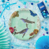 フローラバードバタフライヴィンテージフランスのスタイルコラージュ ペーパープレート (パーティー)