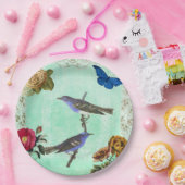 フローラバードバタフライヴィンテージフランスのスタイルコラージュ ペーパープレート (パーティー)