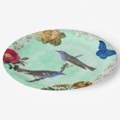 フローラバードバタフライヴィンテージフランスのスタイルコラージュ ペーパープレート (アングル)