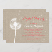 フローラバーラップブライダルシャワー招待状（珊瑚） 招待状 (正面/裏面)