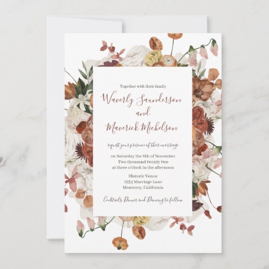 フローラバーントオレンジ結婚式招待状 招待状 (正面)