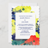 フローラバーンドオレンジイエローネイビーブルーグリーン結婚ズ 招待状 (正面)