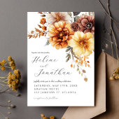 フローラバーンドオレンジテラコッタエレガントな結婚式 招待状
