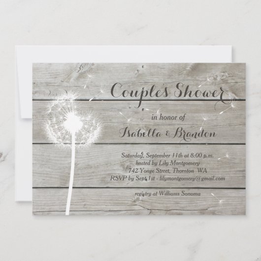 フローラバーンボードカップルのシャワー招待状 招待状 (正面)