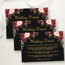 フローラバー結婚ガンディの詳細ブラックインサートカード エンクロージャーカード