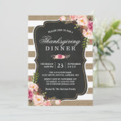 フローラバ素朴ラップストライプーの感謝祭 招待状 (スタンド正面)