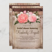 フローラバ素朴ーラップバーンウッドブライダルシャワー 招待状 (正面/裏面)