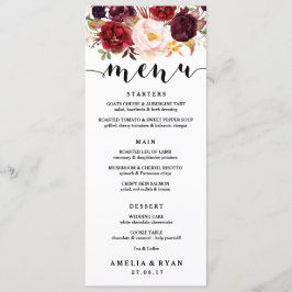 フローラバ結婚ルガンディのメニューカード メニュー