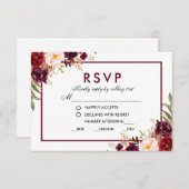 フローラバ結婚ルガンディの食事RSVP 出欠カード (正面/裏面)