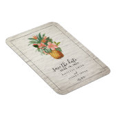 フローラパイナップルブリック結婚式の日付を保存 マグネット (右側)