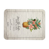 フローラパイナップルブリック結婚式の日付を保存 マグネット (横)