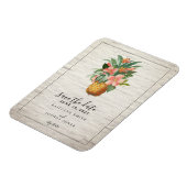 フローラパイナップルブリック結婚式の日付を保存 マグネット (左側)