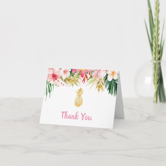 フローラパイナップルベビーシャワーサンキューカード サンキューカード (正面)