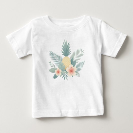 フローラパイナップル&ハワイアン ベビーTシャツ (正面)
