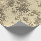 フローラパウダーグランジーダマスクセピアシャンパーニュ金ゴールド ラッピングペーパー (角)