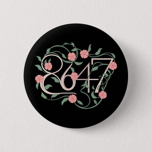 フローラパステルアンチトランプ8647 86 47ボホ 缶バッジ (正面)