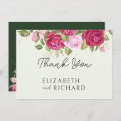 フローラパステルウォーターカラーバラ結婚ズ サンキューカード (正面/裏面)
