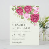 フローラパステルウォーターカラーバラ結婚ズ 招待状 (スタンド正面)