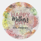 フローラパステルウォーターカラー&インクアートマザーズデイ ラウンドシール (正面)
