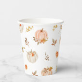 フローラパステルオレンジ秋リトルカボチャ誕生日 紙コップ (正面)