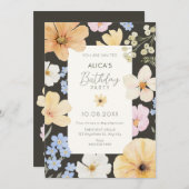 フローラパステルカラー誕生日 招待状 (正面/裏面)