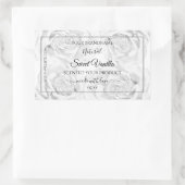 フローラパステルグレーホワイトかわいいバラ商品ラベル 長方形シール (バッグ)