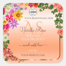 フローラパステルサーモン製品ラベルモノグラムロゴ