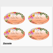 フローラパステルサーモン製品ラベルモノグラムロゴ 楕円形シール (シート)