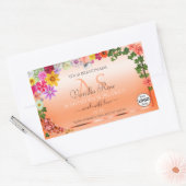 フローラパステルサーモン製品ラベルモノグラムロゴ 長方形シール (封筒)