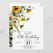 フローラパステルズワイルドフラワーズ40歳の誕生日 招待状 (正面/裏面)