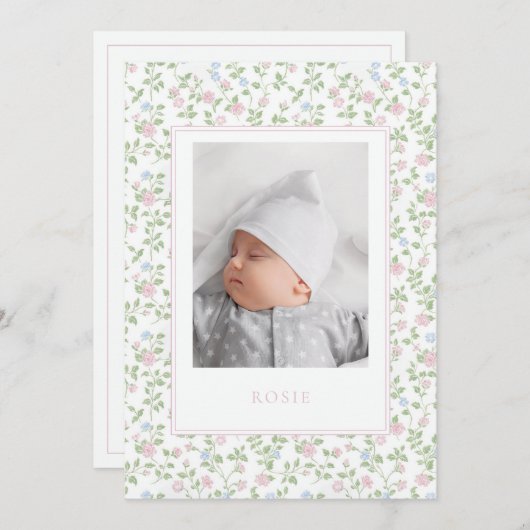フローラパステルバラベビー誕生写真の発表 案内状 (正面/裏面)