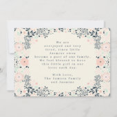 フローラパステルフレームリースフォトベビー誕生 案内状 (裏面)