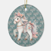 フローラパステルホースファンタジーイラストレーションキューブパフ セラミックオーナメント (左)