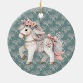 フローラパステルホースファンタジーイラストレーションキューブパフ セラミックオーナメント (裏面)