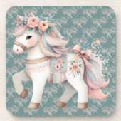 フローラパステルホースファンタジーイラストレーション コースター (正面)