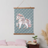 フローラパステルホースファンタジーイラストレーション 吊り下げ型タペストリー (寝室)