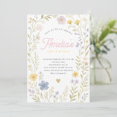 フローラパステルワイルドフラワー誕生日招待状 招待状 (スタンド正面)