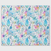 フローラパスリーファズブルー&ピンク ラッピングペーパー (フラット)
