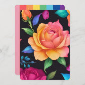 フローラパターンバラ 招待状 (正面/裏面)