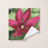 フローラパターン(の模様が)あるとストライプブルゴーニュ バスタオルセット (ウォッシュタオル)