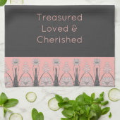 フローラパターン（の模様が）あるの装飾用ピンクとグレー キッチンタオル (折り畳み)